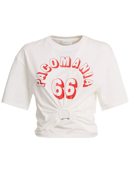 Rabanne: Camiseta de algodón jersey - Blanco - women_0 | Luisa Via Roma