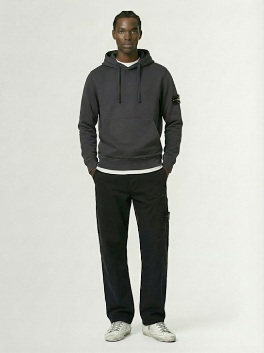 Stone Island: 棉质连帽卫衣 - Lead Grey - men_1 | Luisa Via Roma