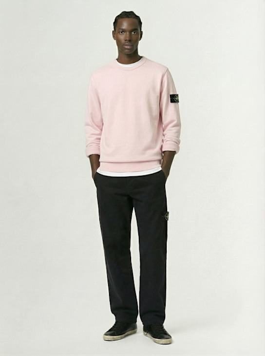 Stone Island: Brushed cotton sweatshirt - ピンク - men_1 | Luisa Via Roma