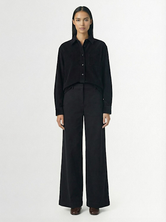 Annagreta: Sara cotton corduroy shirt - Black - women_1 | Luisa Via Roma