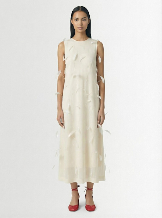 Jil Sander: Vestido de seda sin mangas con plumas - women_1 | Luisa Via Roma