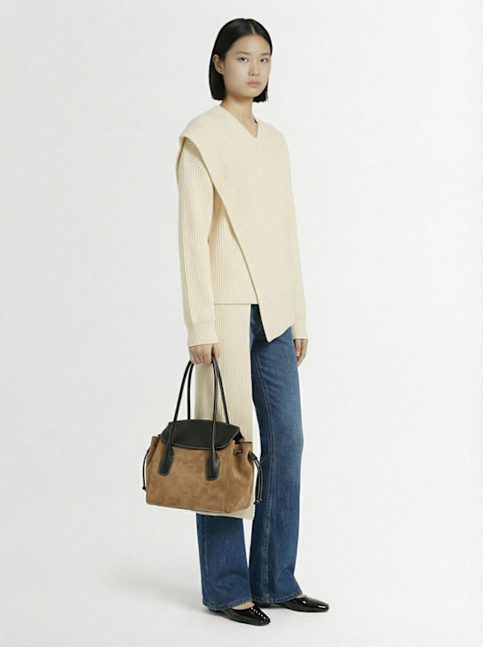 Jil Sander: Small Voyage suede bag - Tobacco - women_1 | Luisa Via Roma