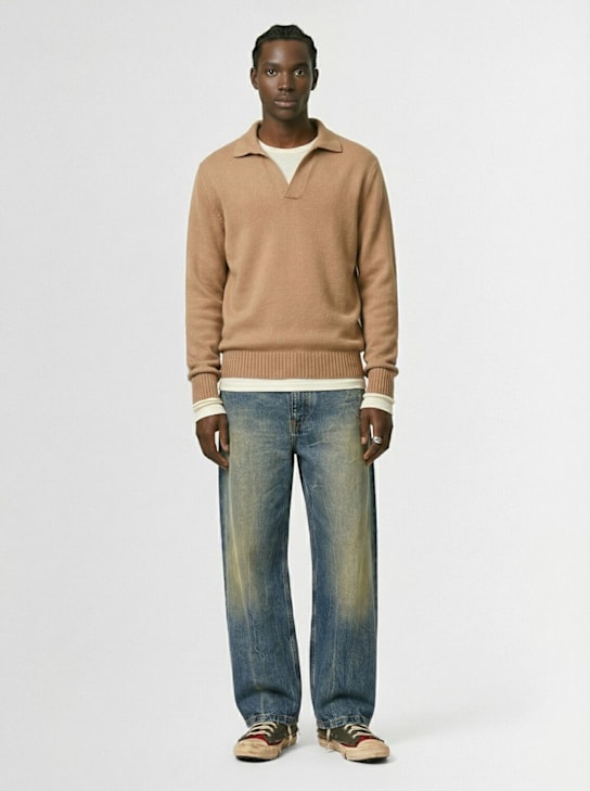 Seven Gauge: Wool knit v-neck polo - men_1 | Luisa Via Roma