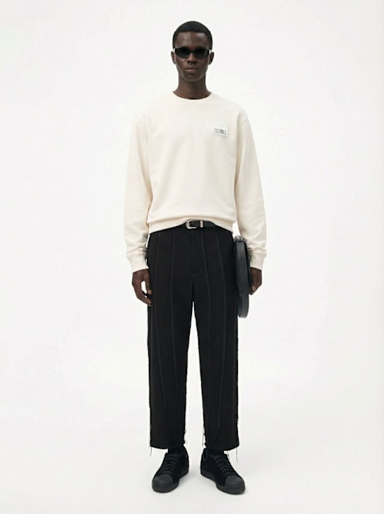 MM6 Maison Margiela: Tape logo cotton sweatshirt - men_1 | Luisa Via Roma