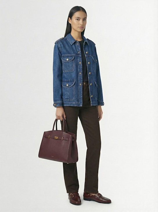 DeMellier: The Midi Hudson grain leather bag - Burgundy - women_1 | Luisa Via Roma