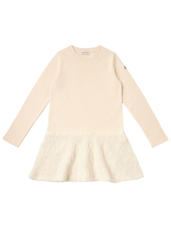 Moncler: Kleid aus Baumwollfleece - Elfenbein - kids-girls_0 | Luisa Via Roma