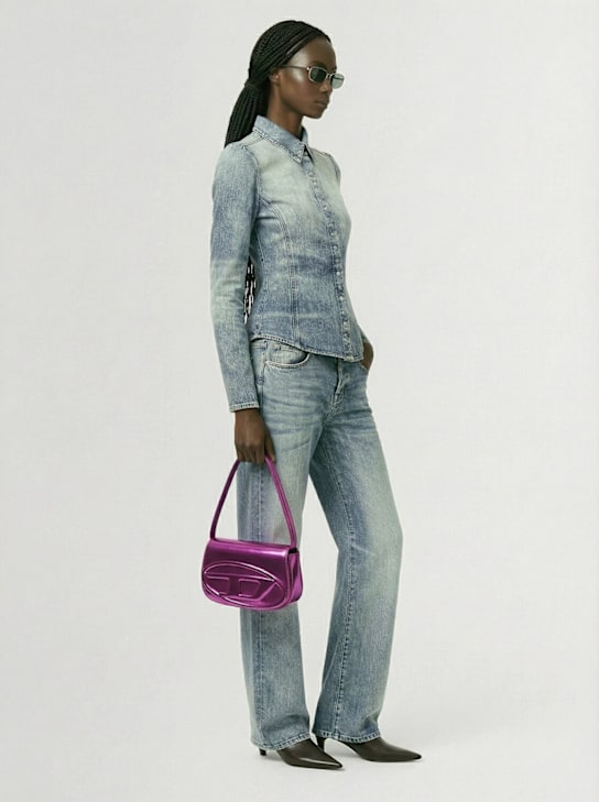 Diesel: 1DR leather shoulder bag - Purple - women_1 | Luisa Via Roma