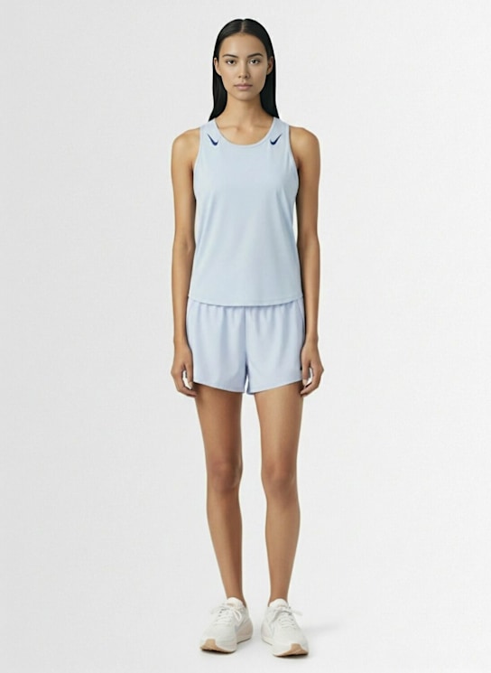 Nike: Débardeur court Aero Swift - Ghost/Blue Void - women_1 | Luisa Via Roma