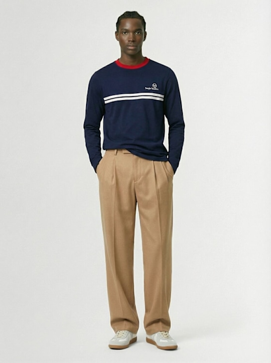 Sergio Tacchini: New Supermac l/s cotton t-shirt - Red/White/Blue - men_1 | Luisa Via Roma