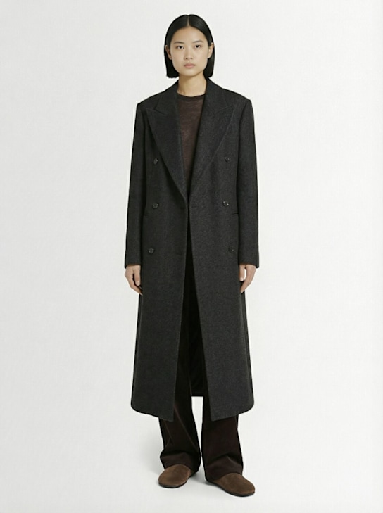 The Row: Hariet oversize virgin wool coat - Dark Grey - women_1 | Luisa Via Roma