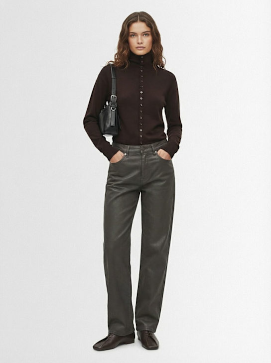 Lemaire: Buttoned wool fitted cardigan - パープル - women_1 | Luisa Via Roma