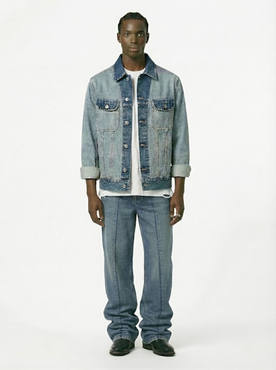 MM6 Maison Margiela: Denim jacket - Medium Blue - men_1 | Luisa Via Roma