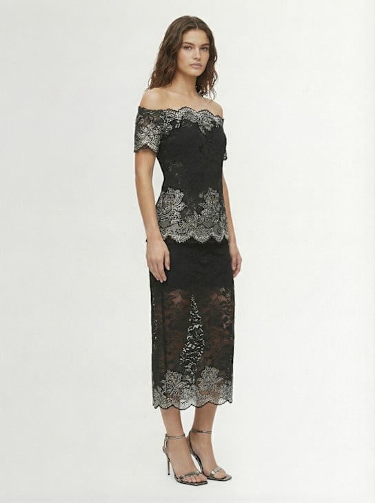 Rabanne: Scalloped midi skirt - Black - women_1 | Luisa Via Roma