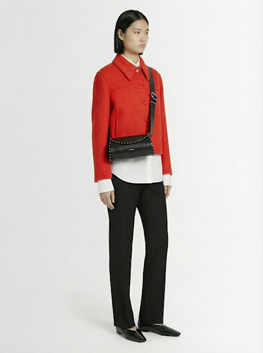 Jil Sander: Small Cannolo leather bag w/studs - women_1 | Luisa Via Roma