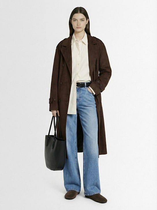 The Frankie Shop: Pembroke faux suede long trench coat - women_1 | Luisa Via Roma