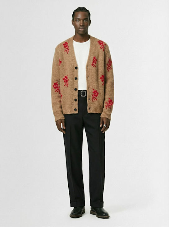 Jil Sander: Flower intarsia wool knit cardigan - men_1 | Luisa Via Roma