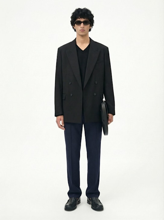 Dries Van Noten: Bishop double breast wool blazer - Black - men_1 | Luisa Via Roma