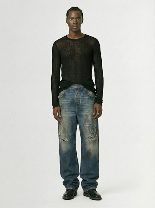 Ann Demeulemeester: Brando wrinkled crop long sleeve top - men_1 | Luisa Via Roma