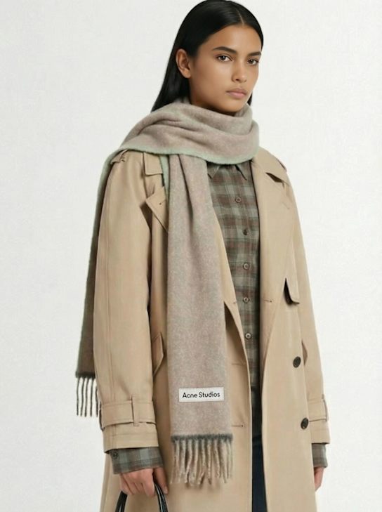 Acne Studios: Vally solid wool blend scarf - Beige/Grey - women_1 | Luisa Via Roma