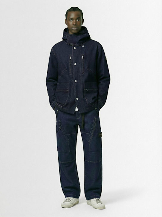 Stone Island: DENIM RESEARCH cotton blend jacket - Indigo - men_1 | Luisa Via Roma