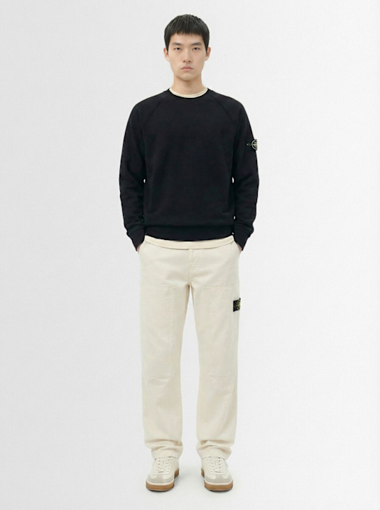 Stone Island: Brushed cotton sweatshirt - ブラック - men_1 | Luisa Via Roma