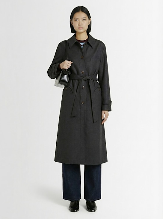 Blazé Milano: Basoto belted wool long coat - Dark Grey - women_1 | Luisa Via Roma