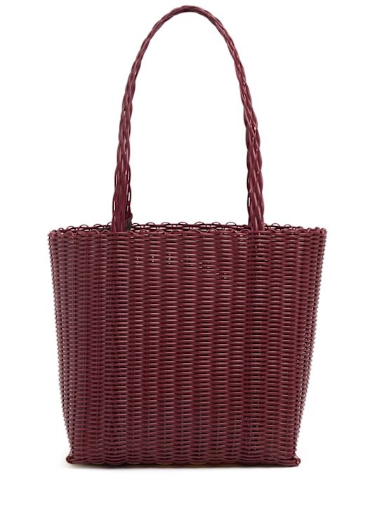 Rayas Collective: Medium woven basket bag - Maroon - women_0 | Luisa Via Roma