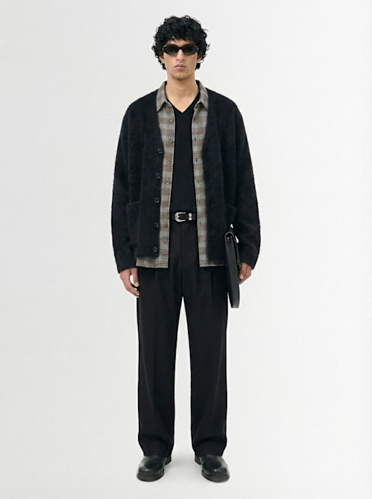 Our Legacy: Wool blend knit cardigan - Black - men_1 | Luisa Via Roma