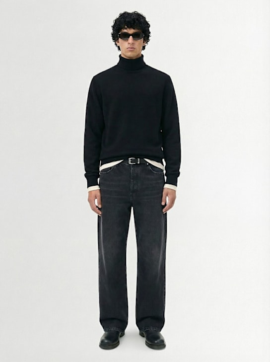 The Core: Wool knit funnel neck sweater - Black - men_1 | Luisa Via Roma