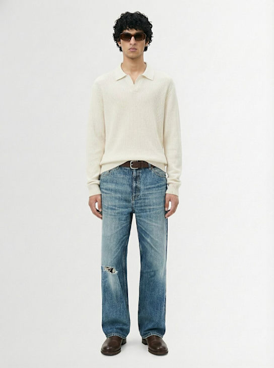 Laneus: Gestricktes Poloshirt - Crema/Cream - men_1 | Luisa Via Roma