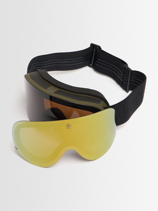 Moncler: Mirrored nylon ski googles - Matte Military - men_1 | Luisa Via Roma