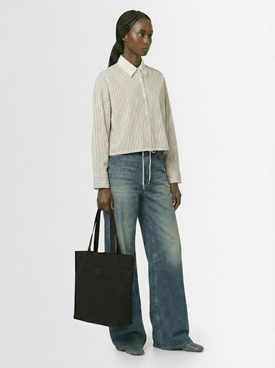 MM6 Maison Margiela: Borsa shopping in tela - Nero - women_1 | Luisa Via Roma