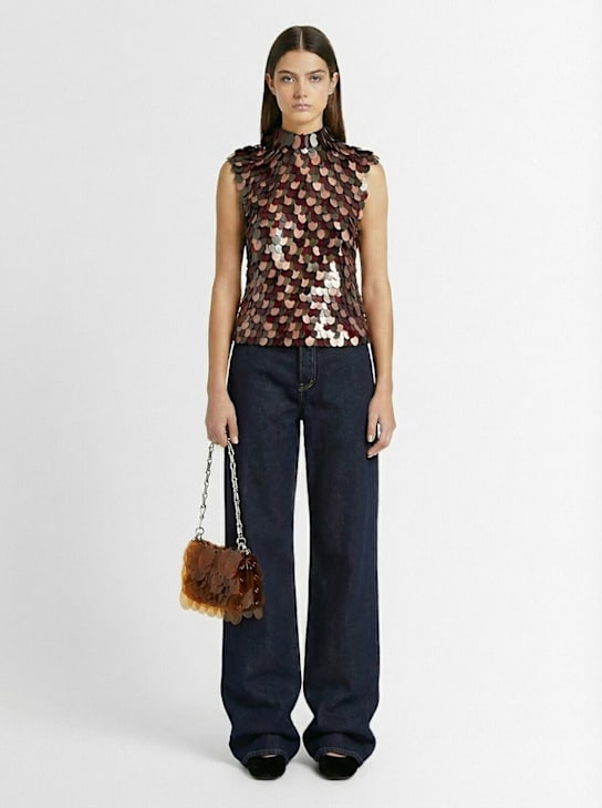 Rabanne: Sac à main sequined bag - Ocre - women_1 | Luisa Via Roma