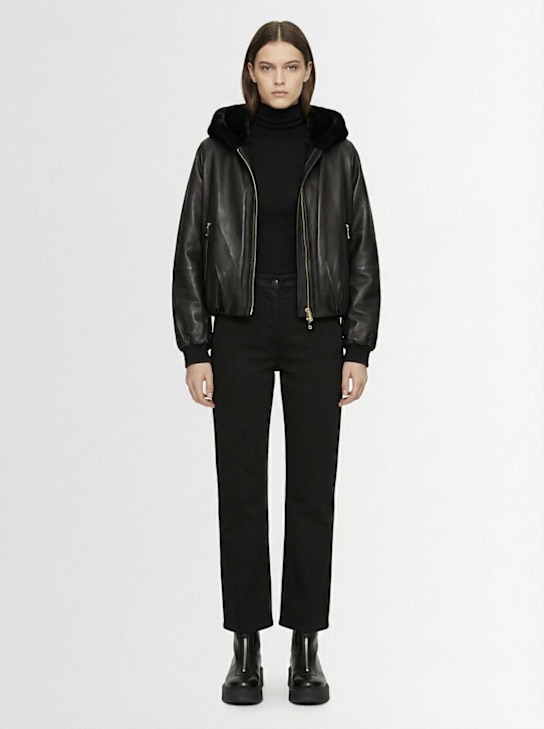 Moose Knuckles: Giacca Cardin in pelle - Nero - women_1 | Luisa Via Roma