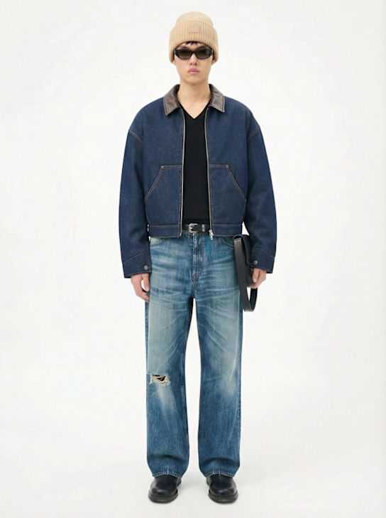 Acne Studios: Indigo denim workwear jacket - インディゴブルー - men_1 | Luisa Via Roma