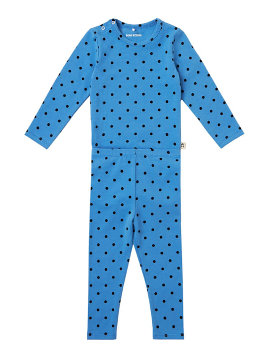 Mini Rodini: Printed jersey bodysuit & pants - Blau - kids-boys_0 | Luisa Via Roma