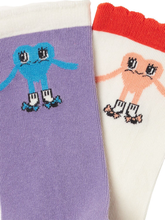 Mini Rodini: Set of 2 cotton blend jacquard socks - Bunt - kids-girls_1 | Luisa Via Roma