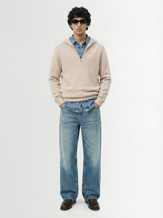 The Core: ハーフジップ ウールニットフーディー - ナチュラル - men_1 | Luisa Via Roma