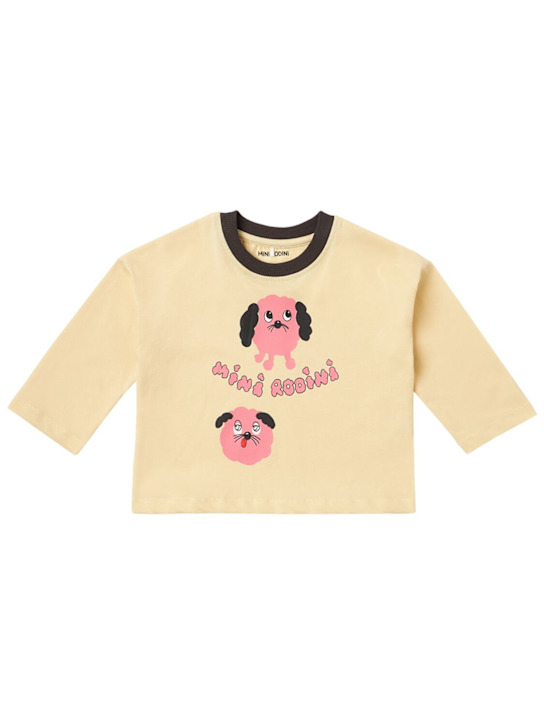 Mini Rodini: Printed cotton l/s t-shirt - Yellow - kids-boys_0 | Luisa Via Roma