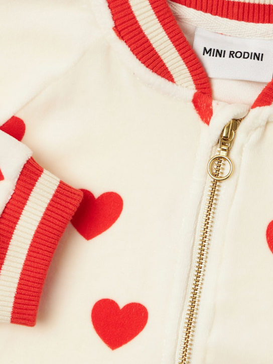 Mini Rodini: 印花混棉飞行员夹克 - 白色 - kids-girls_1 | Luisa Via Roma