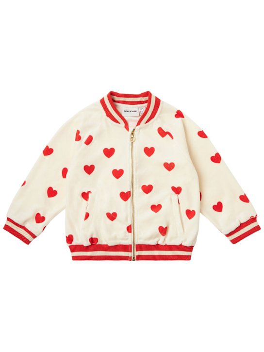Mini Rodini: 印花混棉飞行员夹克 - 白色 - kids-girls_0 | Luisa Via Roma
