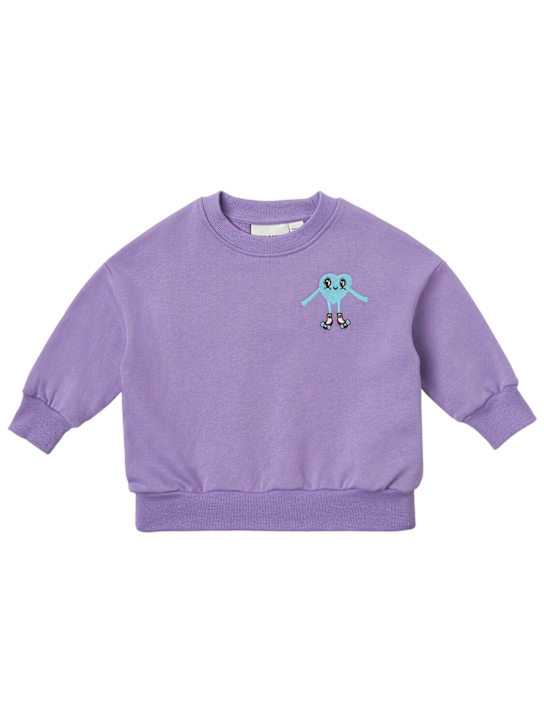 Mini Rodini: Printed cotton crewneck sweatshirt - Lila - kids-girls_0 | Luisa Via Roma