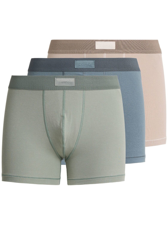 Skims: Pack of 3 cotton 3 inch boxer briefs - Stone Multi - men_0 | Luisa Via Roma