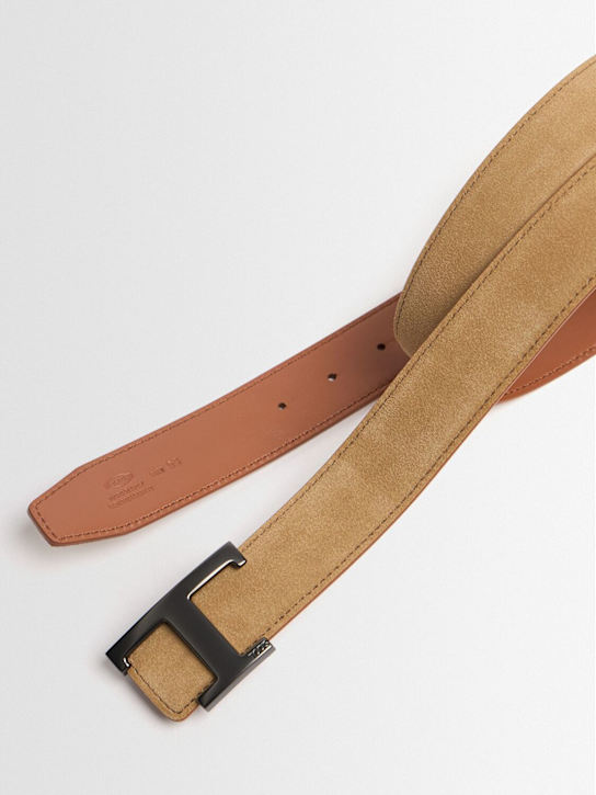 Tod's: Ceinture en daim T Logo 3,5 cm - men_1 | Luisa Via Roma