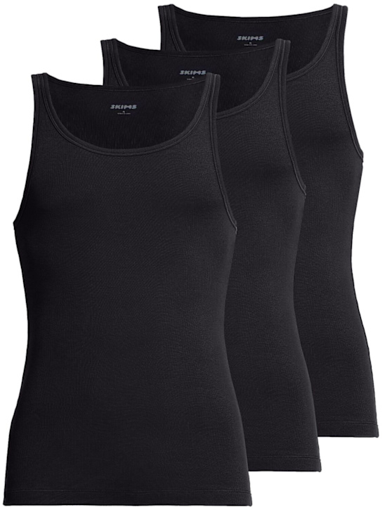 Skims: 罗纹混棉背心3件套装 - 黑色 - men_0 | Luisa Via Roma