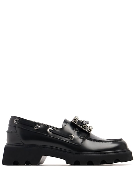 Roger Vivier: Mocassini Viv Rangers in pelle 20mm - Nero - women_0 | Luisa Via Roma