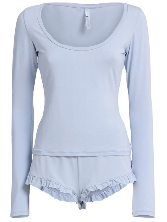 Skims: Scoop neck top & shorts sleep set - Zen Blue - women_0 | Luisa Via Roma