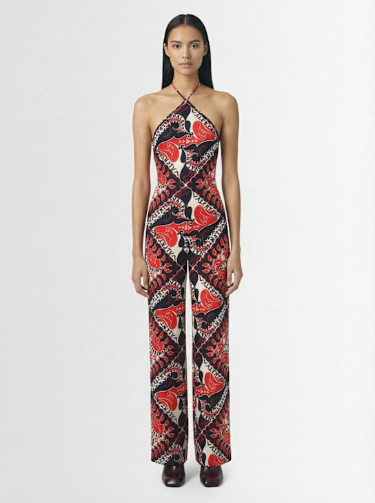 Valentino: シルククレープジャンプスーツ - マルチカラー - women_1 | Luisa Via Roma