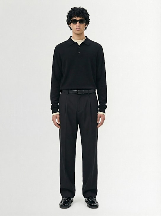 The Core: Lightweight wool knit polo - Black - men_1 | Luisa Via Roma