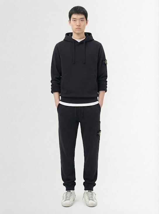 Stone Island: Cotton sweatpants - チャコール - men_1 | Luisa Via Roma